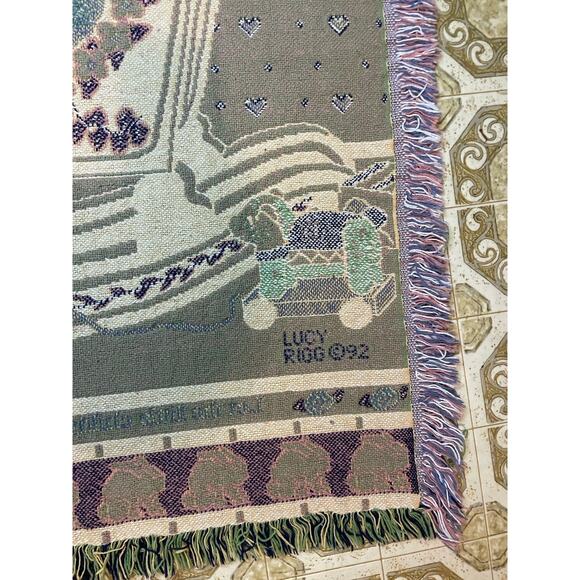 Vintage Lucy Rigg Teddy Bear Tapestry Blanket 1992 Bible Quote Nursery 32x46 - Picture 5 of 5